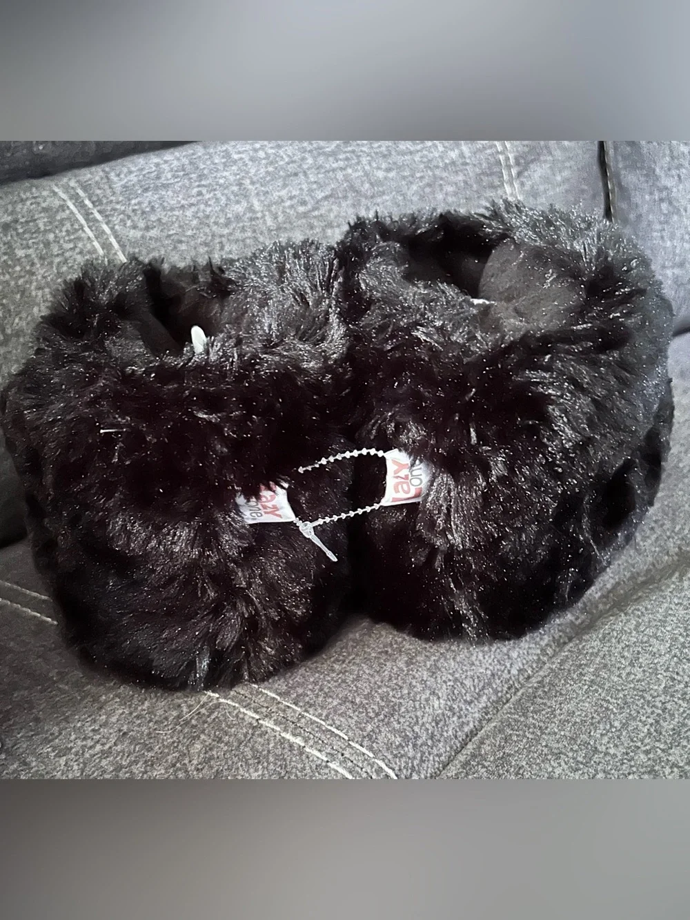 Lazy One Black Plush Kids Paw Mittens with Cream Claws